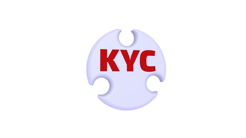 KYC. Know Your Customers. The mark in the form of a puzzle. The inscription "KYC. Know Your Customers" on the puzzle in the shape of a circle. Footage video