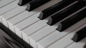 Piano keyboard close-up blur background