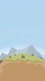 Rotating cartoon island with summer clear blue sky illustration vertical looping animation background