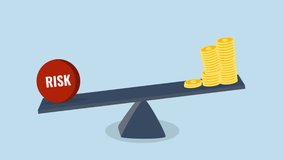 Investment high risk high expected return, animation of balance with a high risk load to earn a box-rich cash dollar reward. - Powered by Shutterstock - Get 15% off with code: PIKWIZARD15