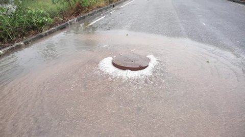 Flood Water Overflow Underground Drainage Water Stock Footage Video ...