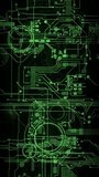 Electronic Motherboard Layers - Close Passing Loop - Abstract technological black and green animation loop 