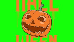 Happy Halloween cool animation, green screen, chroma key. Suitable for animated footage or Halloween celebration videos
