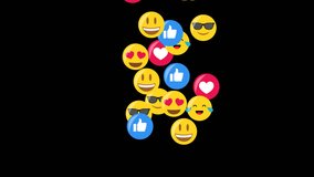 Social Media Emoji, Animation from Bottom to Top with Transparent Background, Messenger Concept for Compositing and Motion Design. - Powered by Shutterstock - Get 15% off with code: PIKWIZARD15
