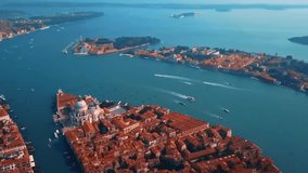 full HD 1080 video footage drone flying for Venice Itally Europ, high angle view, hd format, selective focus with shallow depth of field