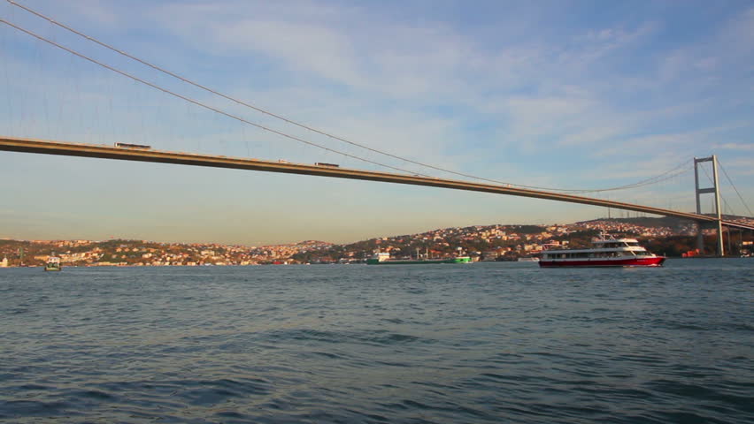 bridge over the Bosphorus Strait in Istanbul Turkey - timelapse