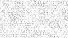 Geometric minimal background with abstract linear hexagons grid. Seamless looping grey polygonal motion design. Video animation Ultra HD 4K 3840x2160