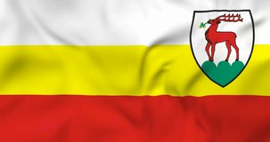Waving flag of Jelenia Góra‎ city in Poland. Loopable animation in 4k resolution video.
