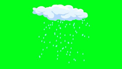 2d animated cartoon Rain particles from a piece of fantasy cloud for motion graphics and animation in green screen chroma key. 4K resolution. – Video có sẵn