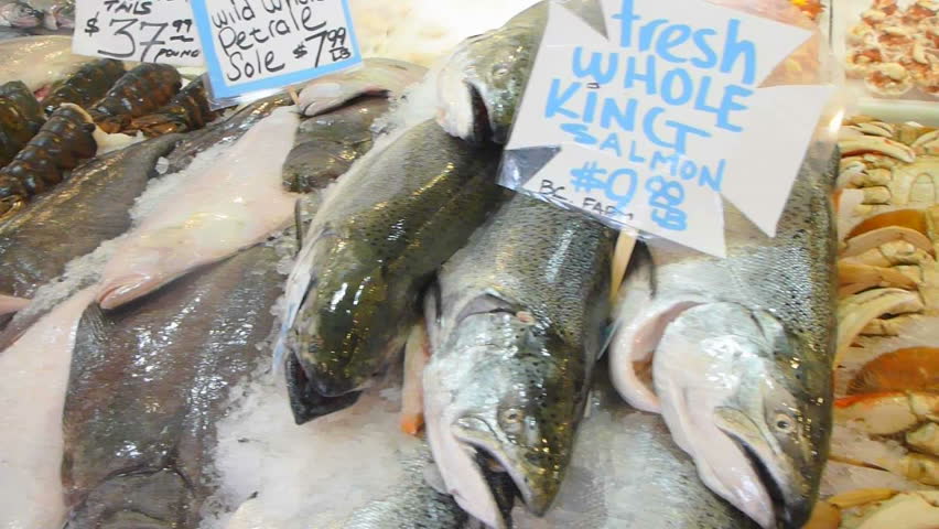 King salmon fish and seafood stand