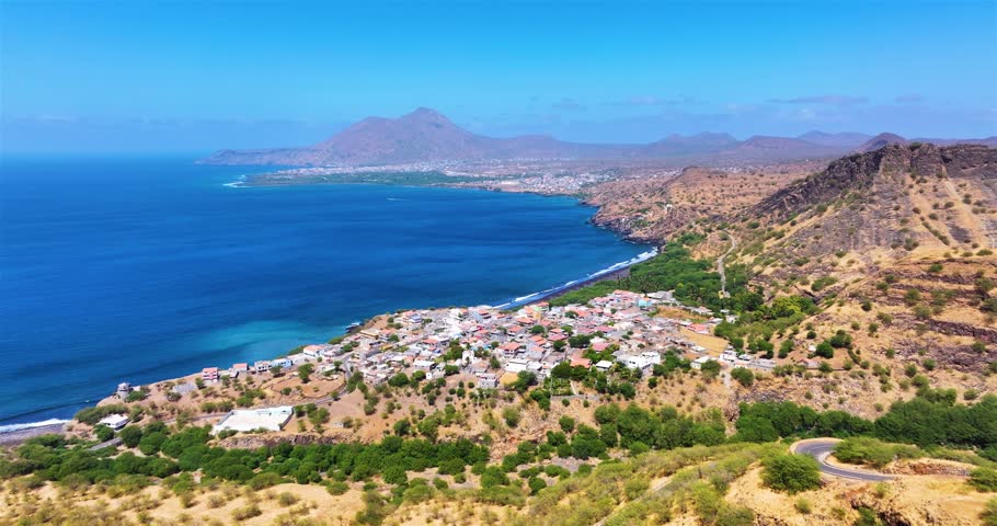 Aerial view of Ribeira Das Pratas beach in Santiago island in Cape Verde - Cabo Verde