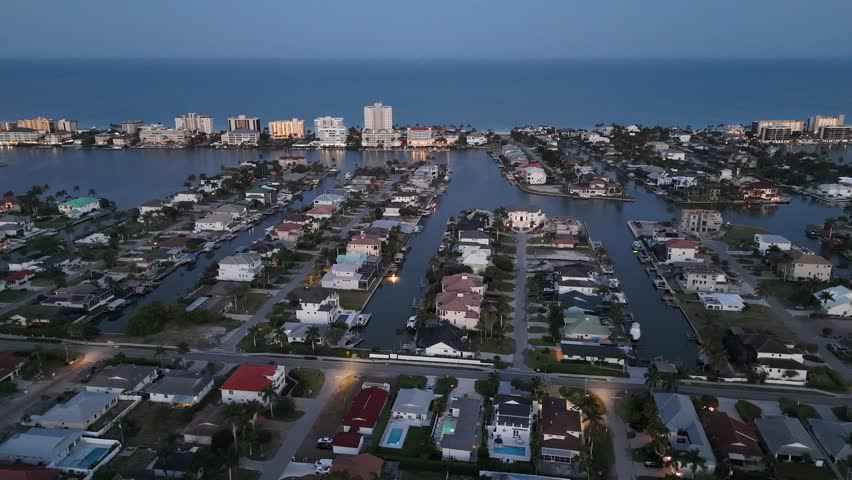 Sunrise over Naples Park in Naples, Florida in spring.
