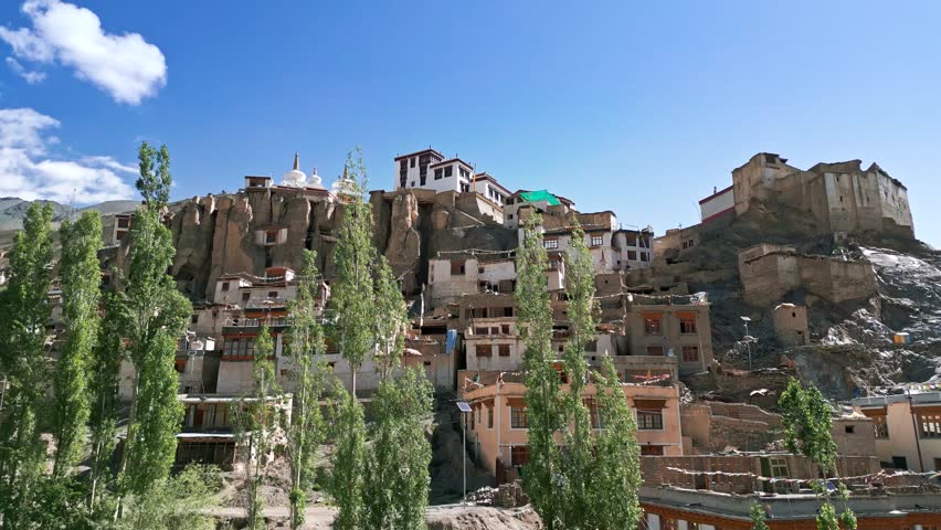 Lamayouru Monastery, Tibetan Monastery of Ladakh, Himalayas aerial view