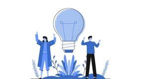 Explanatory Video Animation About ideas.Activate a new idea, solution or innovation to solve a problem, activate knowledge or creativity, activate the discovery of a light bulb idea