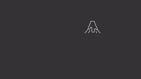 Lava eruption animation library. Fire smoke animated white line icons. Powder cloud extension, nature. Isolated illustrations on dark background. Transition alpha. HD video. Icon pack