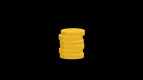 Animation of golden coins falling on top of each other. 2D motion animated footage. Alpha channel. Transparent background. - Powered by Shutterstock - Get 15% off with code: PIKWIZARD15