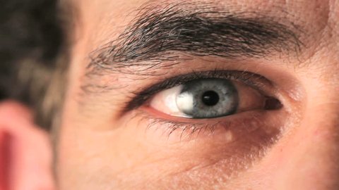 Closeup of man's eye moving looking around