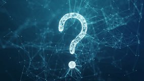 Futuristic glowing question mark with plexus lines connected dots and lines on blue background. for creative thinking idea and problem solving concept. Seamless Loop.  - Powered by Shutterstock - Get 15% off with code: PIKWIZARD15