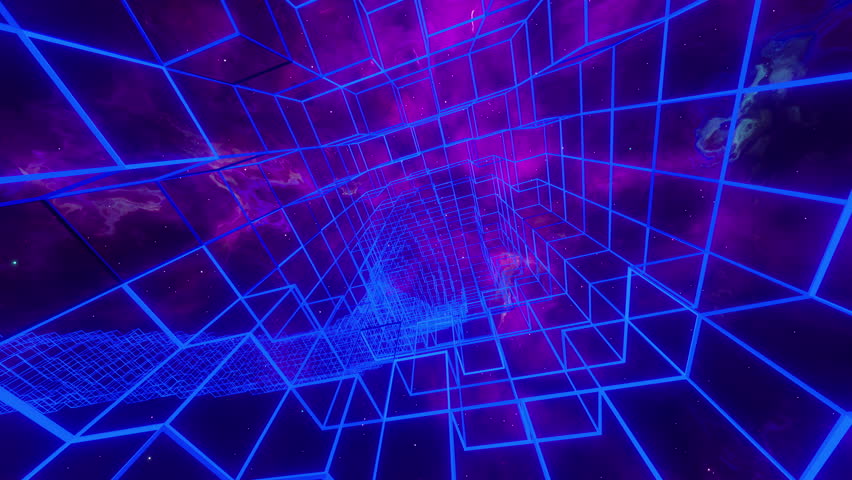 3d Wormhole tunnel blue glowing nebula web, seamless loop Royalty-Free Stock Footage #3491473893
