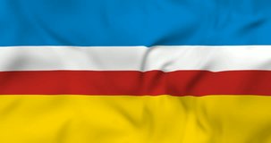 Waving flag of Żory‎ city in Poland. Loopable animation in 4k resolution video.