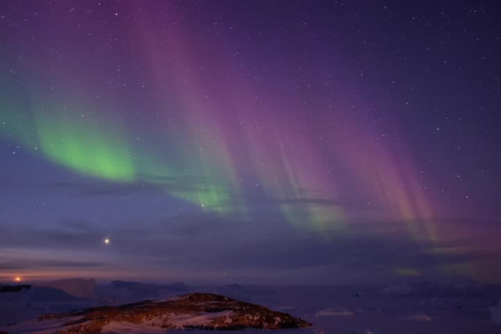 Bright colorful northern lights in the night sky. Antarctica | Shutterstock HD Video #34914817