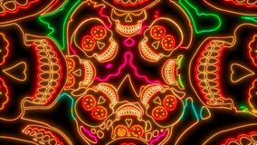 Seamless animation of crazy skulls with neon effect. Funny Halloween background with fluorescent effect for parties and events. - Powered by Shutterstock - Get 15% off with code: PIKWIZARD15