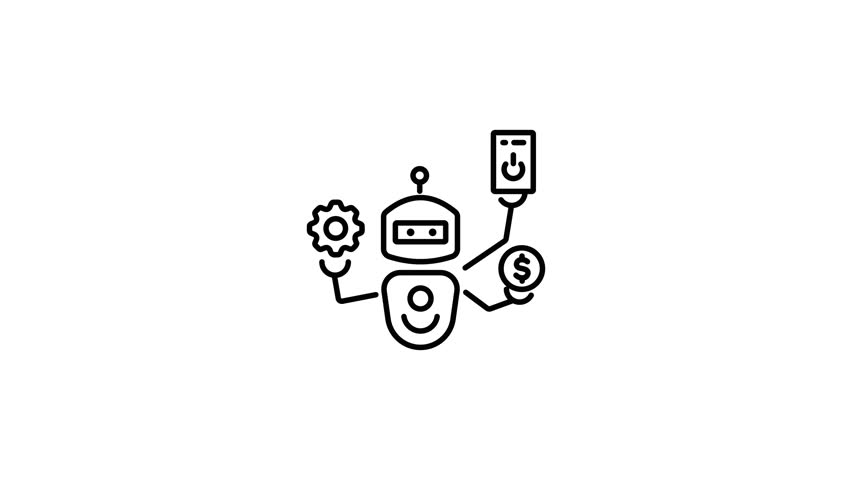 Trendy line animated icon depicting multitasking robot 