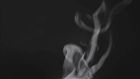 Soft Fog on Dark Backdrop. Realistic Atmospheric Gray Smoke on Black Background. White Fume Slowly Floating Rises Up. Abstract Haze Cloud. Animation Mist Effect. Smoke Stream Effect 4K