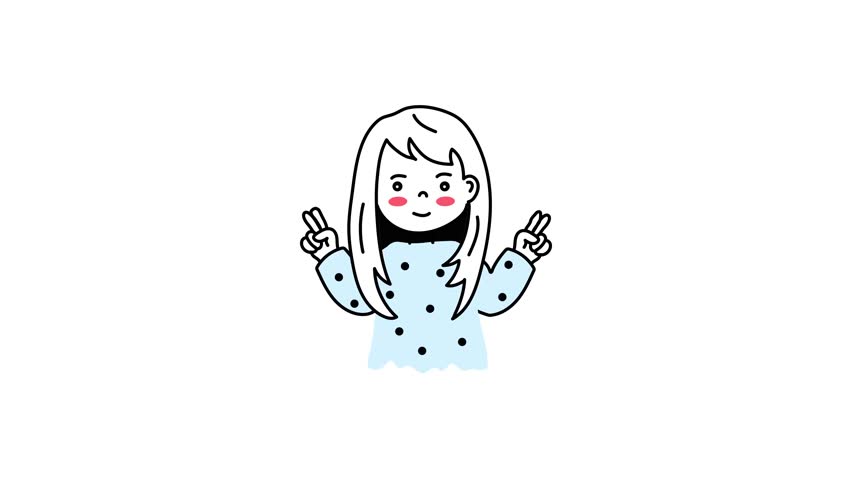 Download hand drawn animated icon of peaceful girl 
