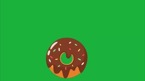 Savor the rich visuals of a dark chocolate donut in this video with a green screen background, offering flexibility for compositing. Perfect for adding a sweet and indulgent touch to your projects.