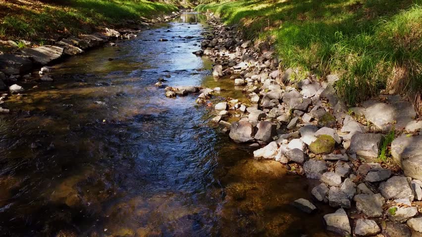 River with stones and trees byside