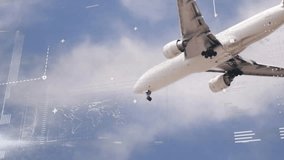 Animation of digital data processing over airplane. Global travel, connections, computing and data processing concept digitally generated video. - Powered by Shutterstock - Get 15% off with code: PIKWIZARD15