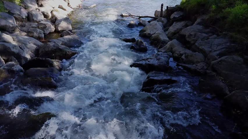 River with stones and trees byside