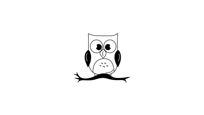 An editable doodle animated icon of owl bird 