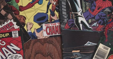 January 15, 2018, Bettendorf, Iowa,Amazing Spider Man Comic Book Set On Table - Vintage 