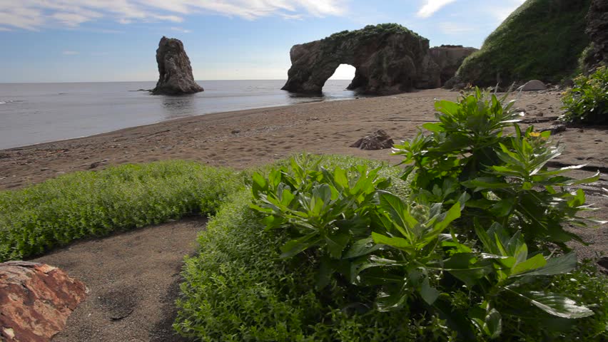 Cape Velikan, stone giant nature sculpture, Sakhalin island Russia
