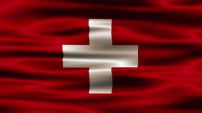 Swiss Flag Transition waving in wind video. Switzerland national flag. The national flag of Switzerland - 4K seamless loop animation of the Swiss flag.