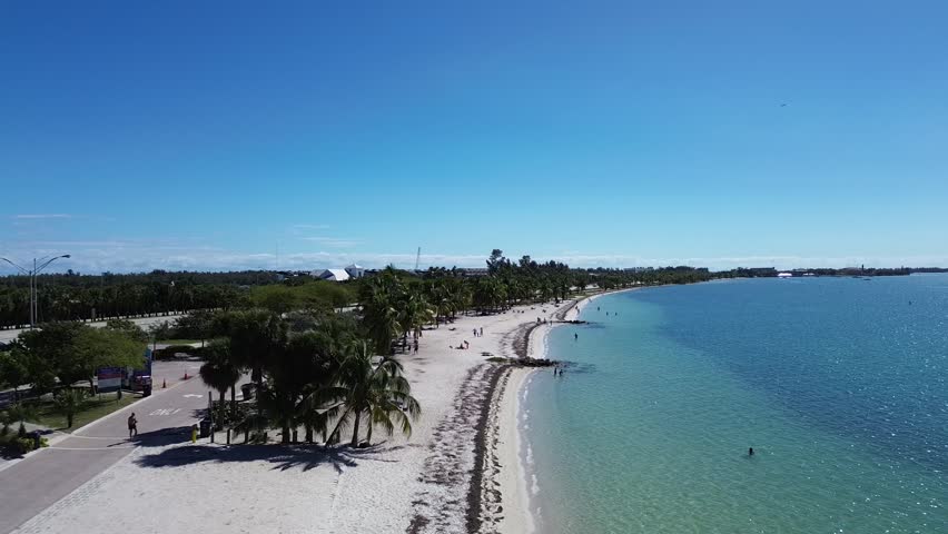 Aerial view of the pretty bay of Key Biscayne. The first island. Florida, USA