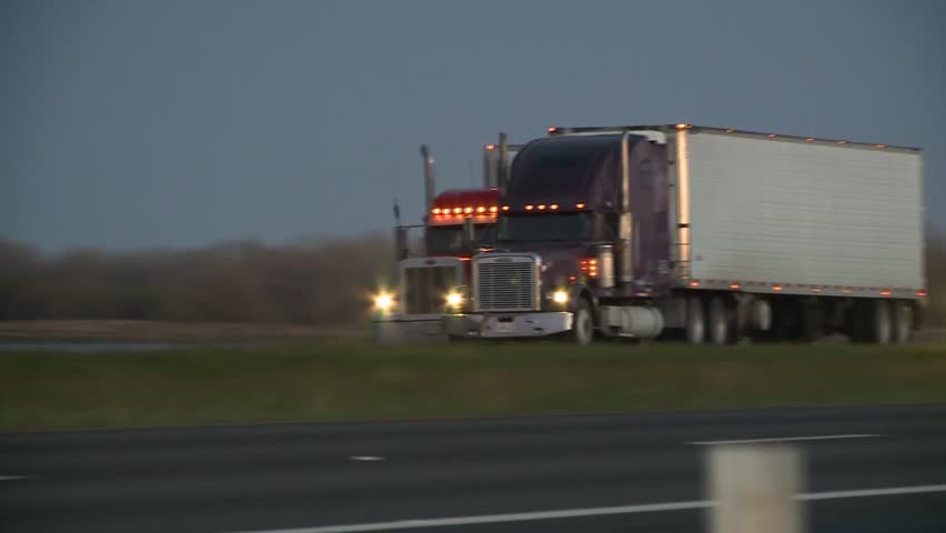 Semi-Truck trailers on highway