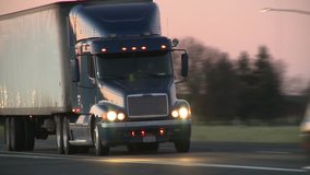 Semi-Truck trailers on highway