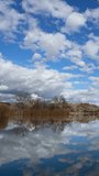 Scenic Lake Reflect Clouds Timelapse Vertical Video