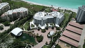 Aerial view of Florida hotels and beach