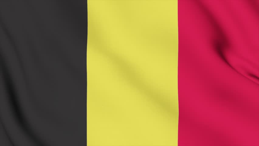 Belgium footage video waving in wind, National flag of Belgium. Sign of Republic of Belgium, Flag of Belgium 4K Animation, The National flag loop animation