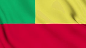 Benin footage video waving in wind, National flag of Benin. Sign of Republic of Benin, Flag of Benin 4K Animation, The National flag loop animation