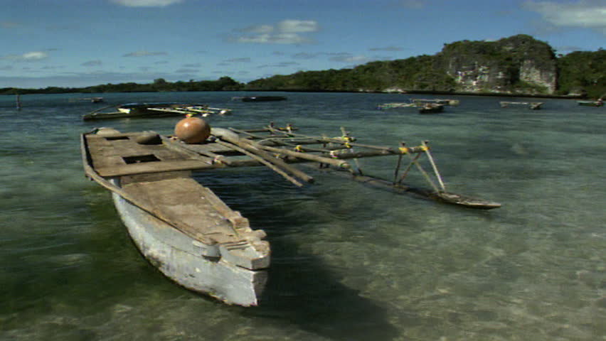 Wooden Outrigger Canoe Stock Footage, Vintage Wooden Outrigger Canoe