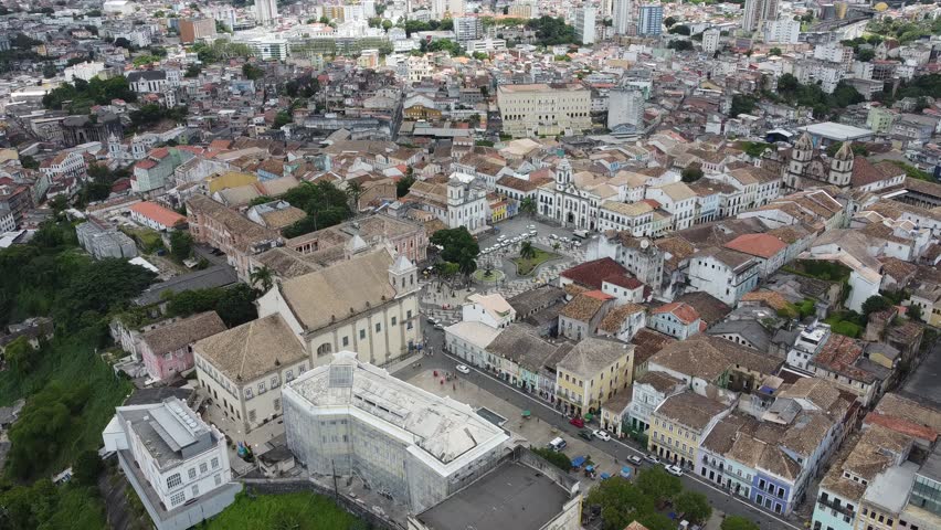 Pelourinho Salvador Bahia Brazil Historic District Architecture Colonial Buildings Cobblestone Streets Churches Museums Cultural Heritage Tourists Landmark UNESCO World Heritage Site Colorful Houses Royalty-Free Stock Footage #3492370187