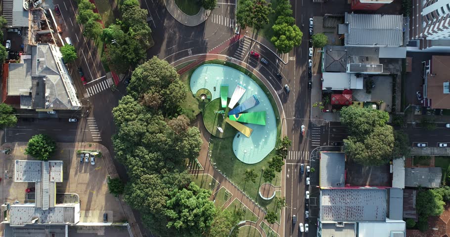 Panoramic view at Cascavel, Parana, Brazil. The biggest city at the west side of the state. It is possible to see the city builings, parks and downtown area. 