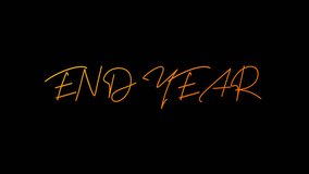 End Year Animation Text with dust sprinkle particle effect. Animated  End Year Handwritten ,  4K Footage video.
