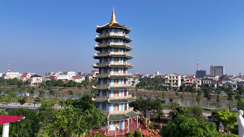 Buddhist temple in Dong Hoi city, cave tourism center, near world natural heritage site Phong Nha Ke Bang