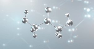 Dihydroxyacetone rotating 3d molecule, molecular structure of simple saccharide, seamless video